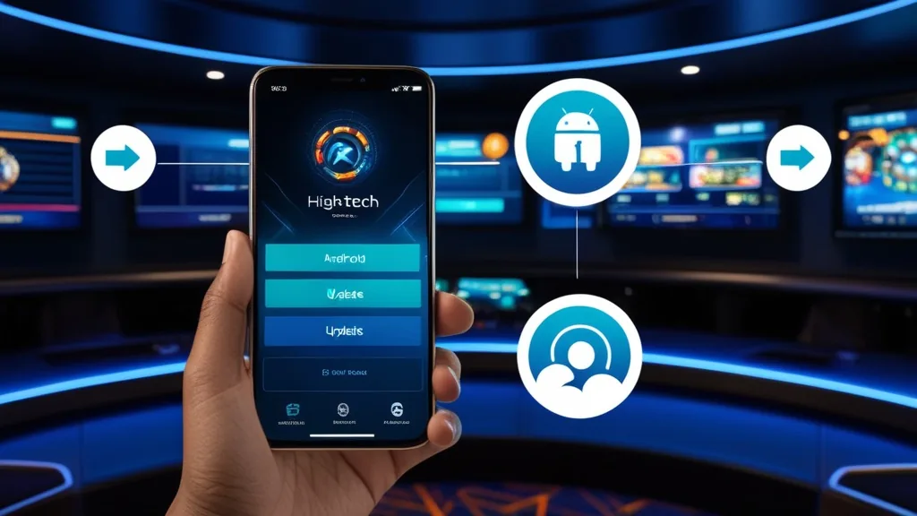 Smartfon z ekranem logowania i ikonami kompatybilności Androida